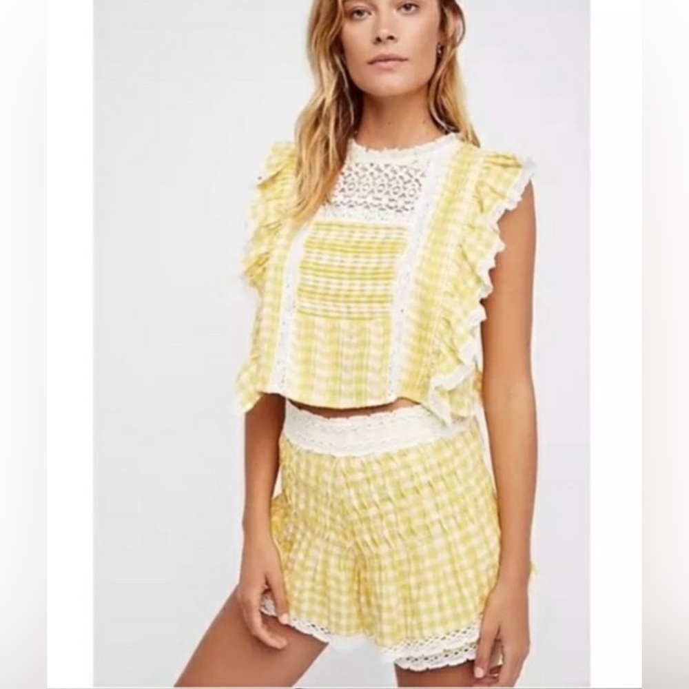 Free People yellow gingham two piece Tessa set